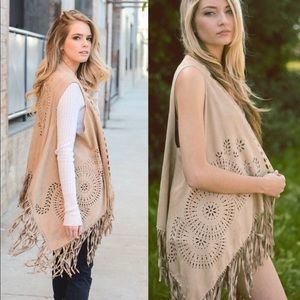 NWT Boho Micro Suede Vest with cutout design